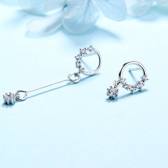 NEW 925 Sterling Silver Diamond Circle Earrings - Picture 6 of 8